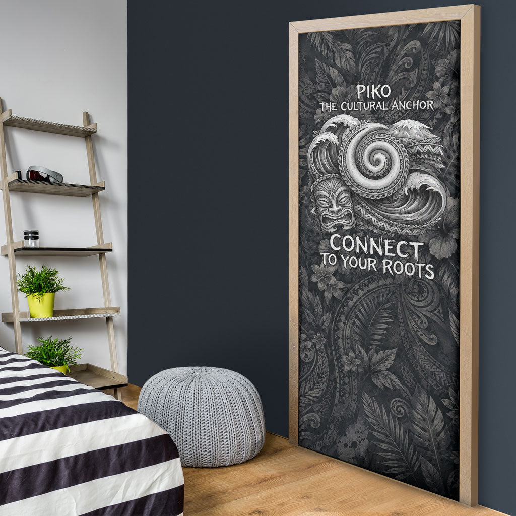 Hawaiian Piko Door Cover Cultural Anchor Connect Your Roots Ocean Waves TS04 - Polynesian Pride
