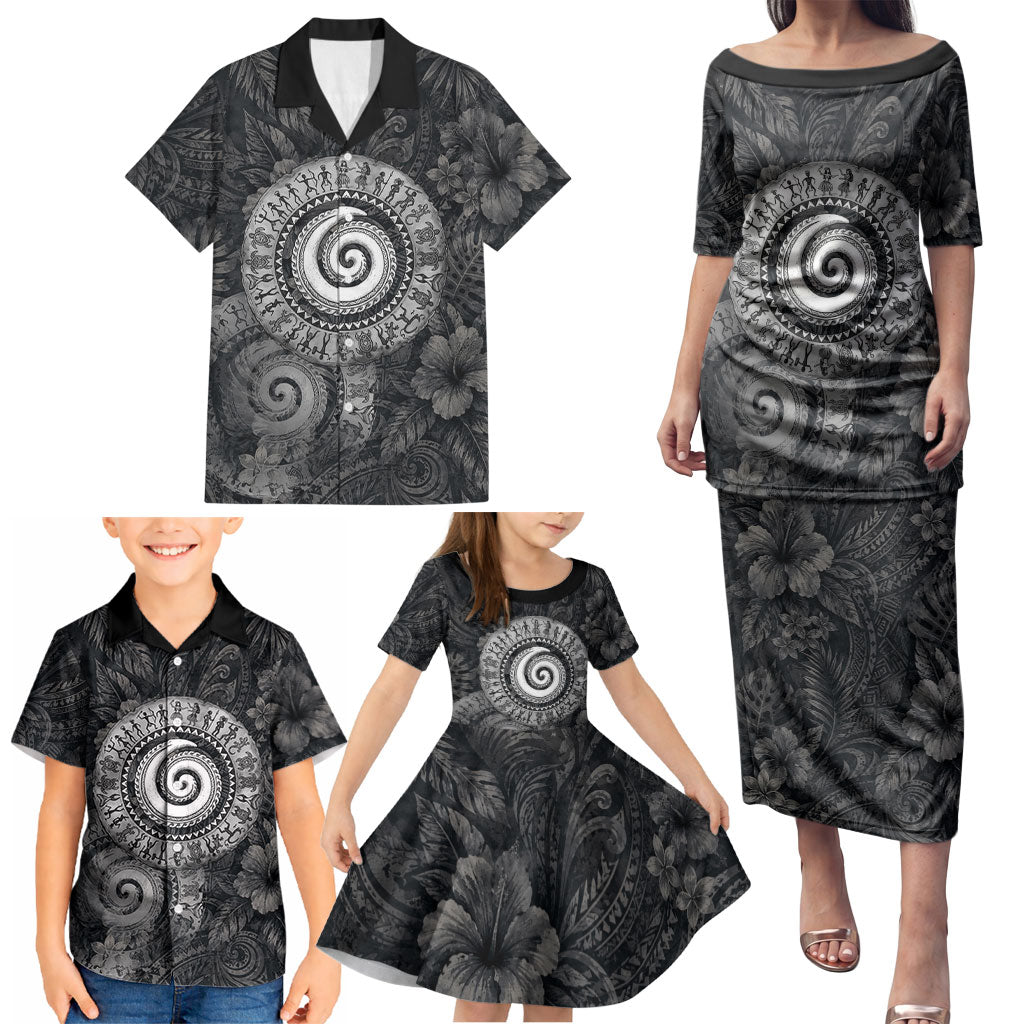 Hawaiian Piko Family Matching Puletasi and Hawaiian Shirt Cultural Anchor Connect Your Roots Ocean Waves