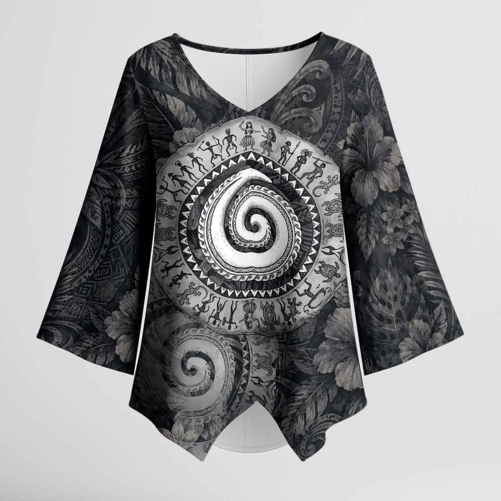 Hawaiian Piko Kimono Sleeve Blouse Cultural Anchor Connect Your Roots Ocean Waves