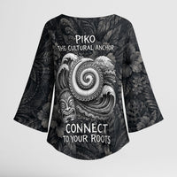 Hawaiian Piko Kimono Sleeve Blouse Cultural Anchor Connect Your Roots Ocean Waves TS04 - Polynesian Pride