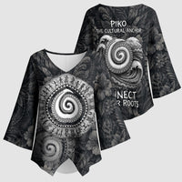 Hawaiian Piko Kimono Sleeve Blouse Cultural Anchor Connect Your Roots Ocean Waves TS04 - Polynesian Pride