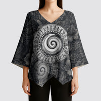 Hawaiian Piko Kimono Sleeve Blouse Cultural Anchor Connect Your Roots Ocean Waves TS04 - Polynesian Pride