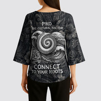 Hawaiian Piko Kimono Sleeve Blouse Cultural Anchor Connect Your Roots Ocean Waves TS04 - Polynesian Pride