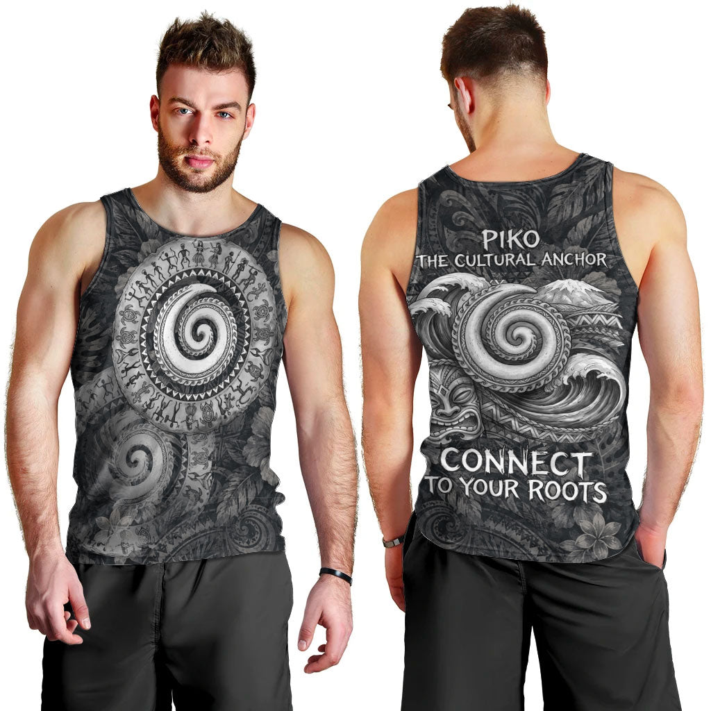 Hawaiian Piko Men Tank Top Cultural Anchor Connect Your Roots Ocean Waves TS04 - Polynesian Pride
