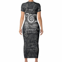 Hawaiian Piko Short Sleeve Bodycon Dress Cultural Anchor Connect Your Roots Ocean Waves TS04 - Polynesian Pride