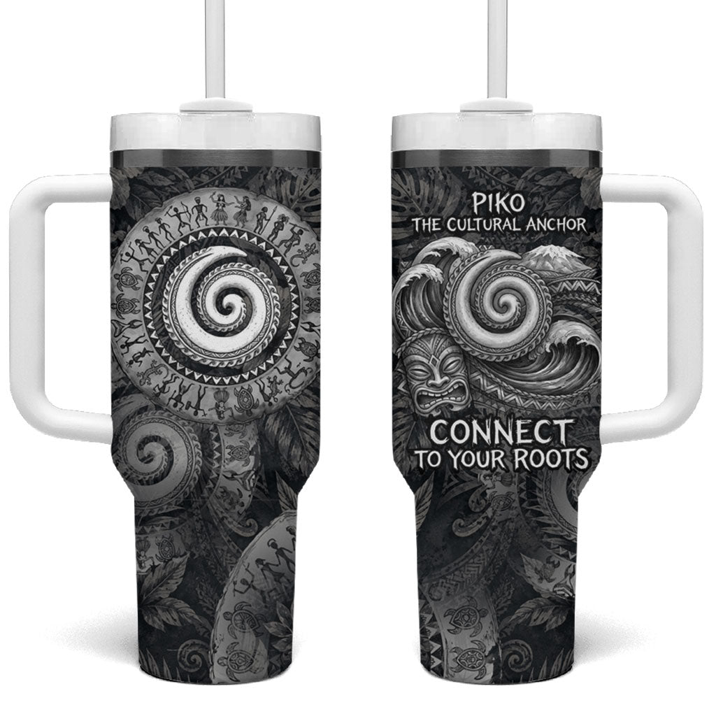 Hawaiian Piko Tumbler With Handle Cultural Anchor Connect Your Roots Ocean Waves