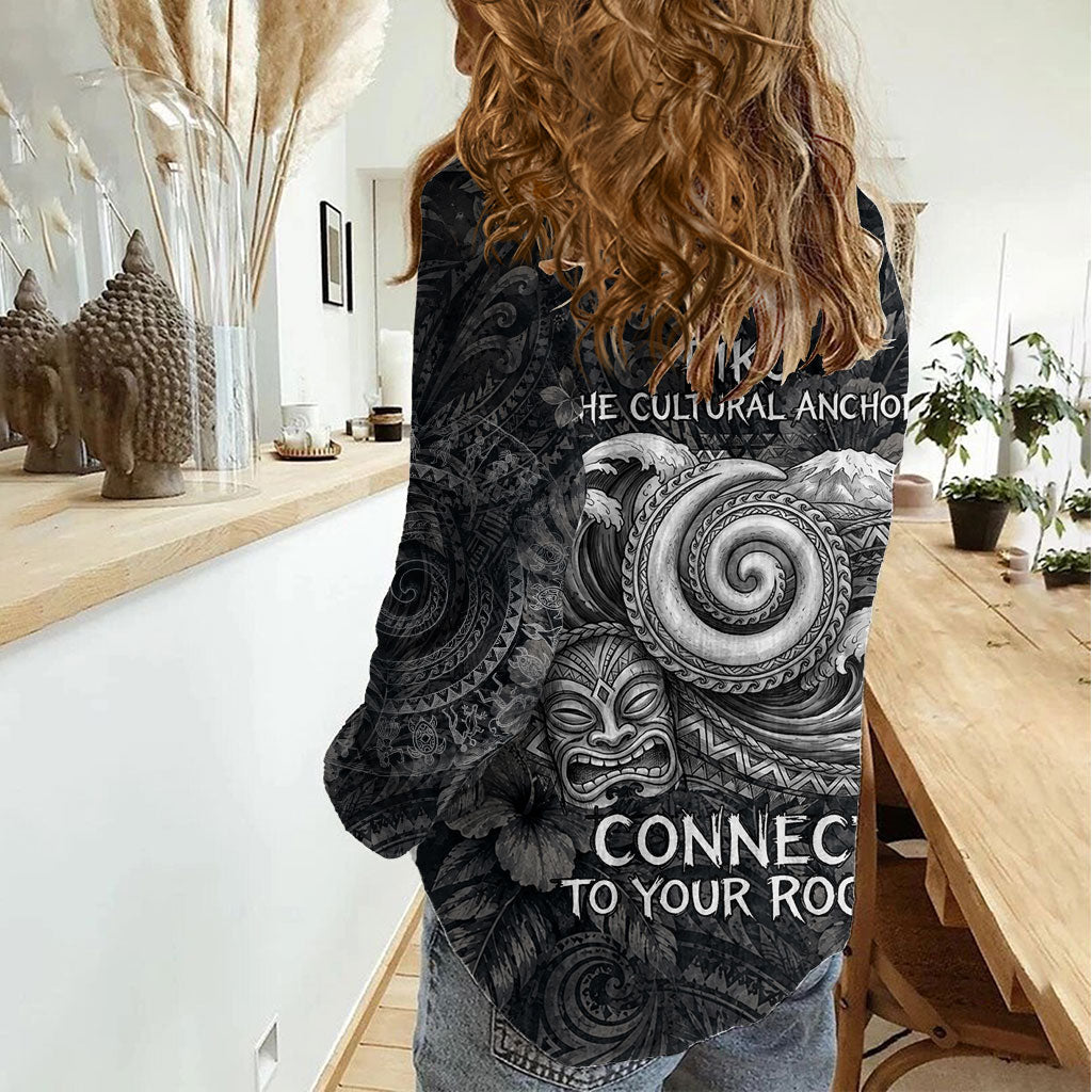 Hawaiian Piko Women Casual Shirt Cultural Anchor Connect Your Roots Ocean Waves TS04 - Polynesian Pride