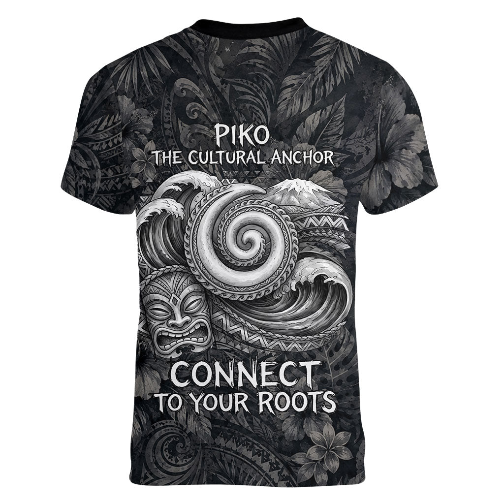 Hawaiian Piko Women V-Neck T-Shirt Cultural Anchor Connect Your Roots Ocean Waves TS04 - Polynesian Pride