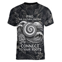 Hawaiian Piko Women V-Neck T-Shirt Cultural Anchor Connect Your Roots Ocean Waves TS04 - Polynesian Pride