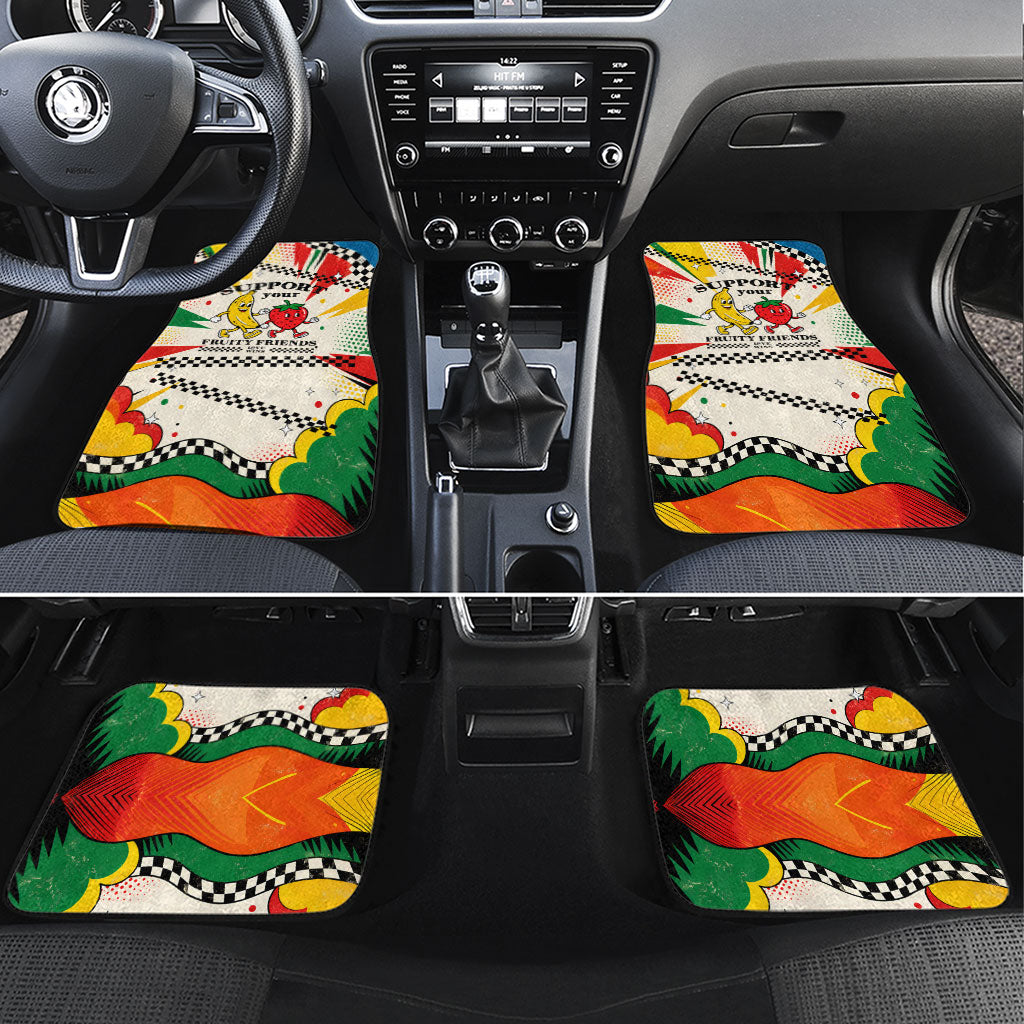 Support Your Fruity Friends Love Wins Gay Pride Car Mats LGBTQ Retro 30s Cartoon Checkered