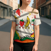 Support Your Fruity Friends Love Wins Gay Pride Cross Shoulder Shirt LGBTQ Retro 30s Cartoon Checkered