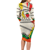 Support Your Fruity Friends Love Wins Gay Pride Family Matching Long Sleeve Bodycon Dress and Hawaiian Shirt LGBTQ Retro 30s Cartoon Checkered