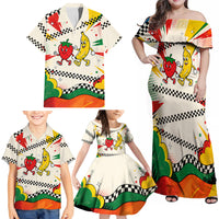 Support Your Fruity Friends Love Wins Gay Pride Family Matching Off Shoulder Maxi Dress and Hawaiian Shirt LGBTQ Retro 30s Cartoon Checkered