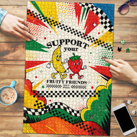 Support Your Fruity Friends Love Wins Gay Pride Puzzle LGBTQ Retro 30s Cartoon Checkered