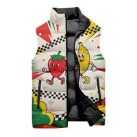 Support Your Fruity Friends Love Wins Gay Pride Sleeveless Puffer Jacket LGBTQ Retro 30s Cartoon Checkered