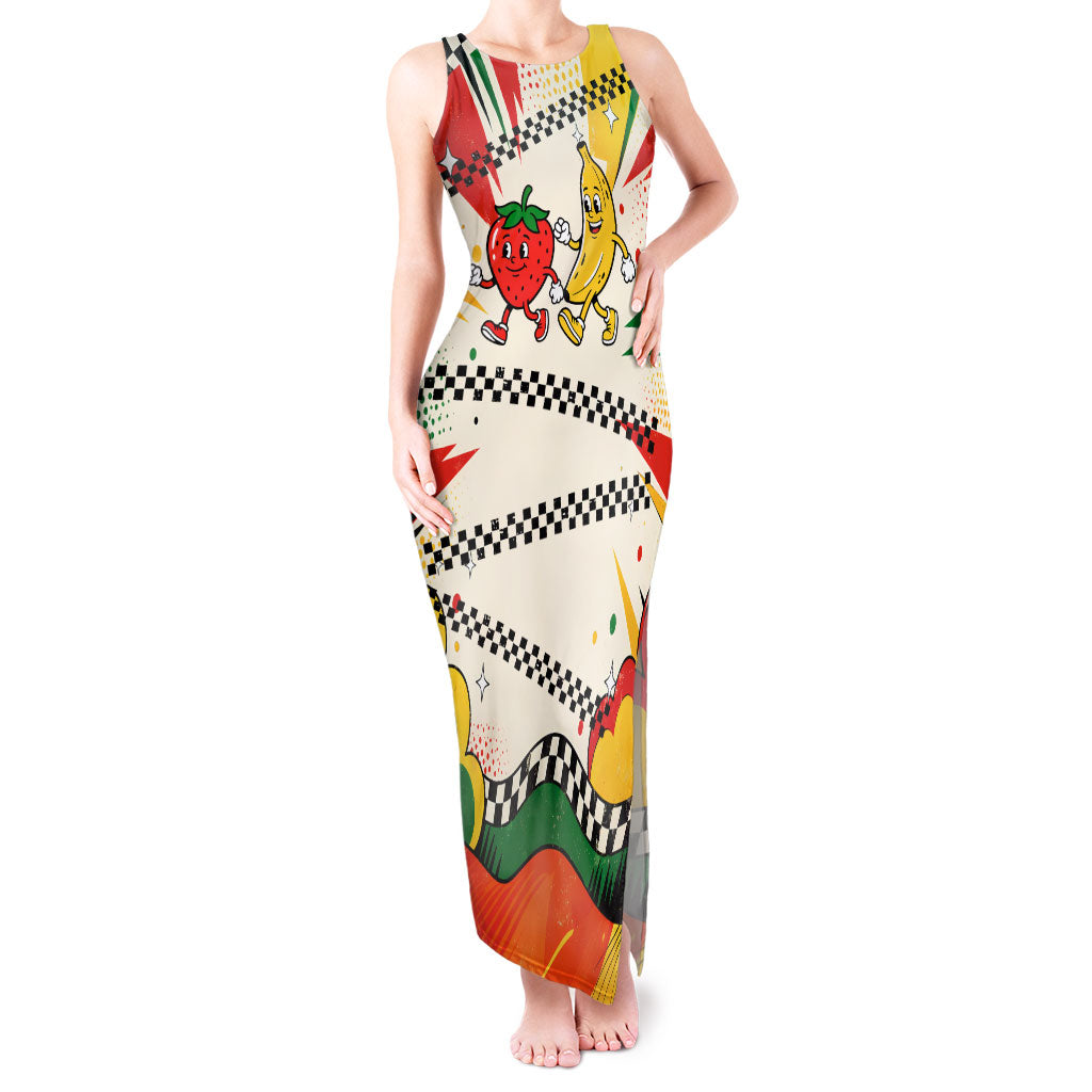 Support Your Fruity Friends Love Wins Gay Pride Tank Maxi Dress LGBTQ Retro 30s Cartoon Checkered TS04 Women White Yellow - Polynesian Pride