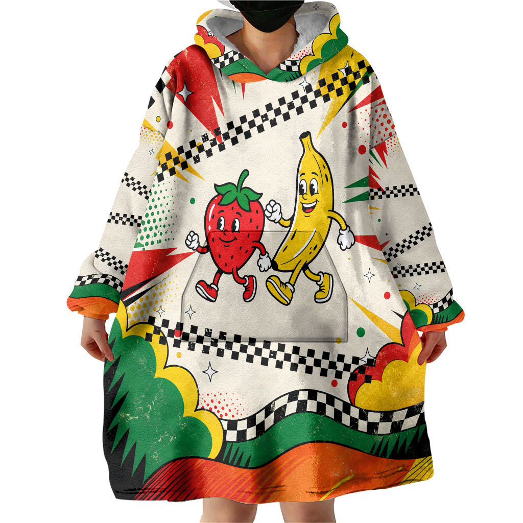 Support Your Fruity Friends Love Wins Gay Pride Wearable Blanket Hoodie LGBTQ Retro 30s Cartoon Checkered