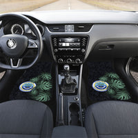 Federated States Of Micronesia Car Mats FSM Tropical Monstera Leaf Dark Tribal Pattern TS04 Set 2pcs - Front Black Green - Polynesian Pride