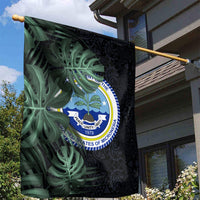 Federated States Of Micronesia Garden Flag FSM Tropical Monstera Leaf Dark Tribal Pattern TS04 - Polynesian Pride