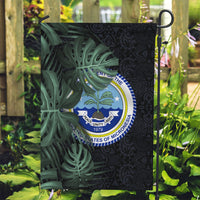 Federated States Of Micronesia Garden Flag FSM Tropical Monstera Leaf Dark Tribal Pattern TS04 Garden Flag Black Green - Polynesian Pride
