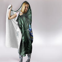 Federated States Of Micronesia Hooded Blanket FSM Tropical Monstera Leaf Dark Tribal Pattern TS04 - Polynesian Pride