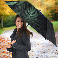Federated States Of Micronesia Umbrella FSM Tropical Monstera Leaf Dark Tribal Pattern