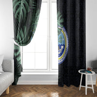 Federated States Of Micronesia Window Curtain FSM Tropical Monstera Leaf Dark Tribal Pattern TS04 - Polynesian Pride