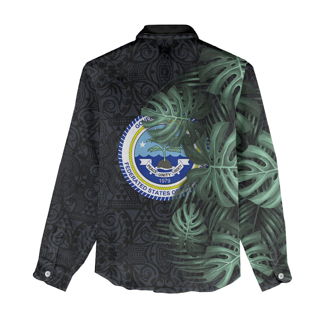 Federated States Of Micronesia Women Casual Shirt FSM Tropical Monstera Leaf Dark Tribal Pattern TS04 - Polynesian Pride