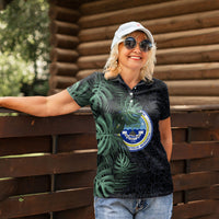 Federated States Of Micronesia Women Polo Shirt FSM Tropical Monstera Leaf Dark Tribal Pattern TS04 - Polynesian Pride