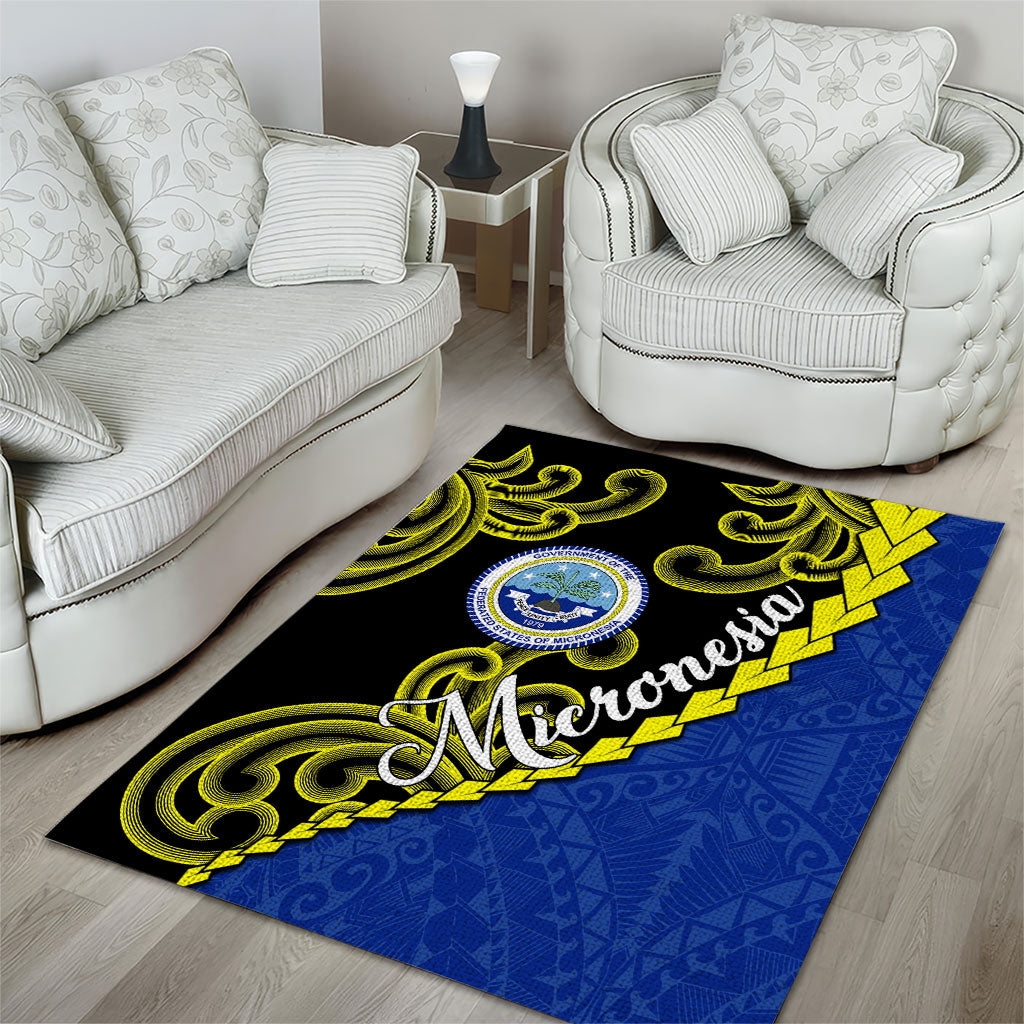 Federated States Of Micronesia FSM Area Rug Pacific Islander Tribal Swirl Geometric Pattern