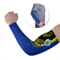 Federated States Of Micronesia FSM Arm Sleeves Pacific Islander Tribal Swirl Geometric Pattern TS04 Set of 2 Black Blue - Polynesian Pride