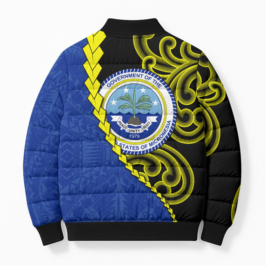Federated States Of Micronesia FSM Bomber Puffer Jacket Pacific Islander Tribal Swirl Geometric Pattern TS04 - Polynesian Pride