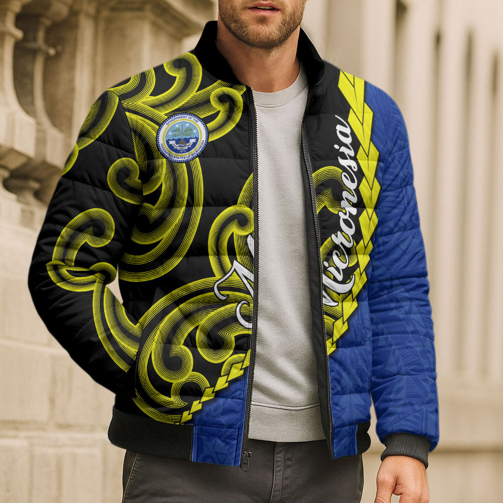 Federated States Of Micronesia FSM Bomber Puffer Jacket Pacific Islander Tribal Swirl Geometric Pattern TS04 - Polynesian Pride
