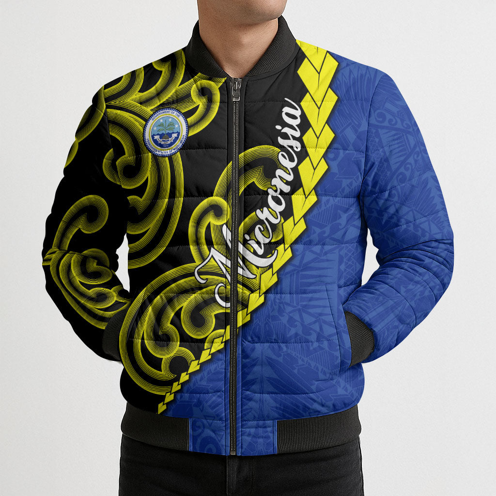 Federated States Of Micronesia FSM Bomber Puffer Jacket Pacific Islander Tribal Swirl Geometric Pattern TS04 - Polynesian Pride