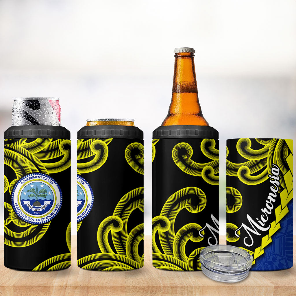 Federated States Of Micronesia FSM 4 in 1 Can Cooler Tumbler Pacific Islander Tribal Swirl Geometric Pattern TS04 - Polynesian Pride
