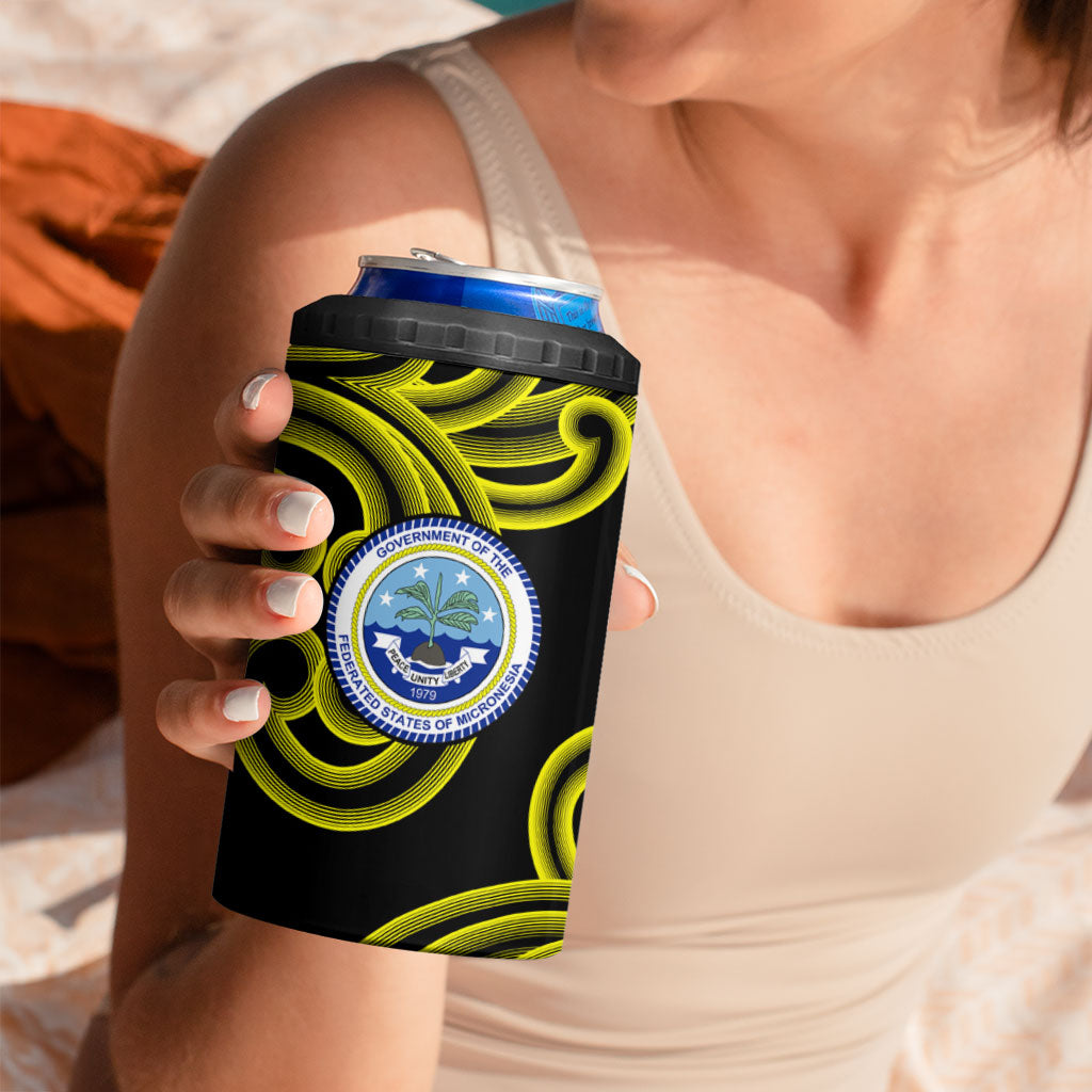 Federated States Of Micronesia FSM 4 in 1 Can Cooler Tumbler Pacific Islander Tribal Swirl Geometric Pattern TS04 - Polynesian Pride