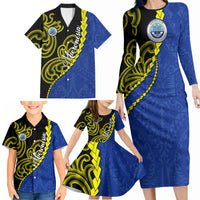 Federated States Of Micronesia FSM Family Matching Long Sleeve Bodycon Dress and Hawaiian Shirt Pacific Islander Tribal Swirl Geometric Pattern TS04 - Polynesian Pride