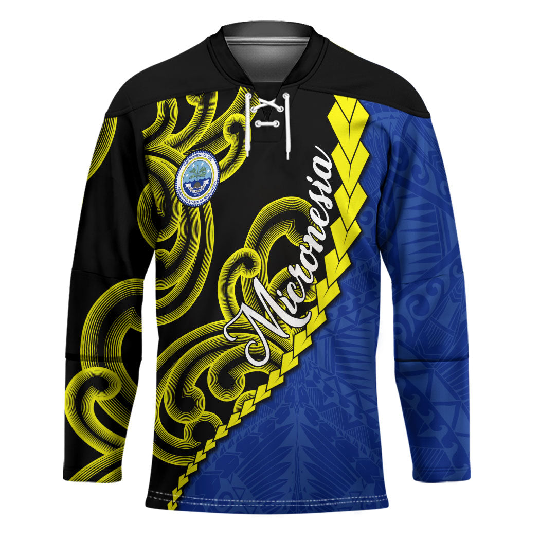 Federated States Of Micronesia FSM Hockey Jersey Pacific Islander Tribal Swirl Geometric Pattern
