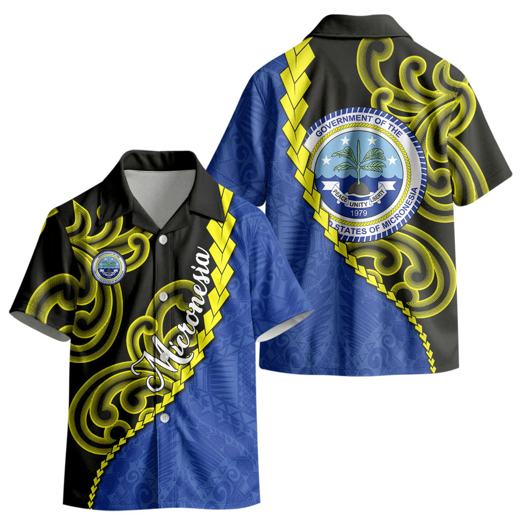 Federated States Of Micronesia FSM Kid Hawaiian Shirt Pacific Islander Tribal Swirl Geometric Pattern TS04 - Polynesian Pride