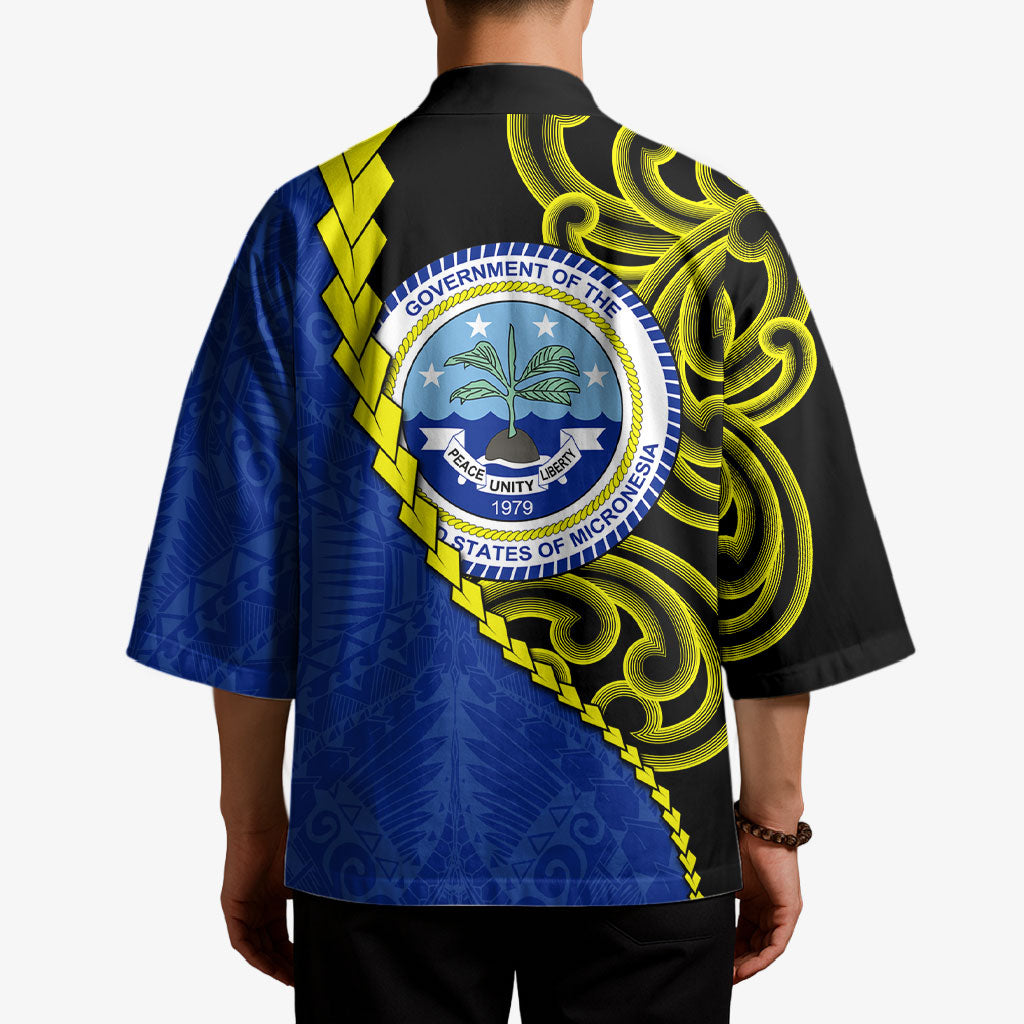 Federated States Of Micronesia FSM Kimono Pacific Islander Tribal Swirl Geometric Pattern