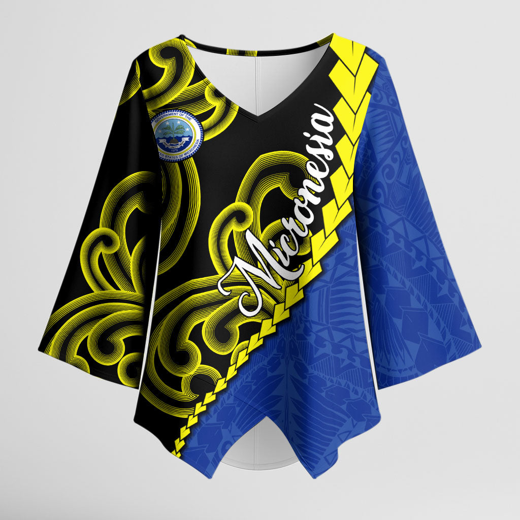 Federated States Of Micronesia FSM Kimono Sleeve Blouse Pacific Islander Tribal Swirl Geometric Pattern