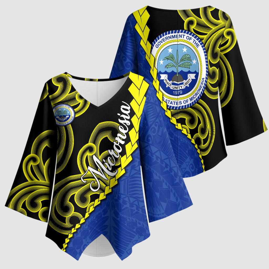 Federated States Of Micronesia FSM Kimono Sleeve Blouse Pacific Islander Tribal Swirl Geometric Pattern TS04 - Polynesian Pride