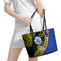 Federated States Of Micronesia FSM Leather Tote Bag Pacific Islander Tribal Swirl Geometric Pattern TS04 - Polynesian Pride