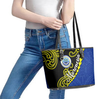 Federated States Of Micronesia FSM Leather Tote Bag Pacific Islander Tribal Swirl Geometric Pattern TS04 - Polynesian Pride