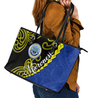 Federated States Of Micronesia FSM Leather Tote Bag Pacific Islander Tribal Swirl Geometric Pattern TS04 - Polynesian Pride
