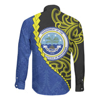 Federated States Of Micronesia FSM Long Sleeve Button Shirt Pacific Islander Tribal Swirl Geometric Pattern TS04 - Polynesian Pride