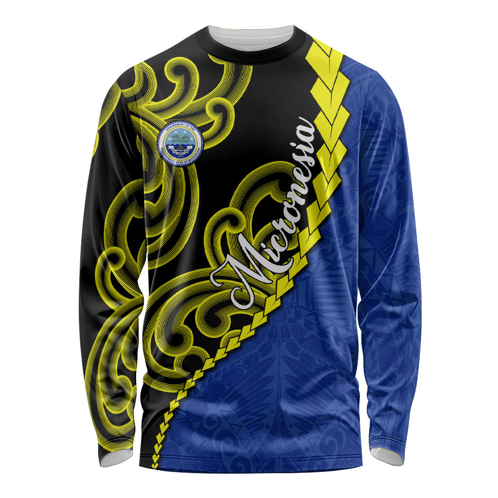 Federated States Of Micronesia FSM Long Sleeve Shirt Pacific Islander Tribal Swirl Geometric Pattern