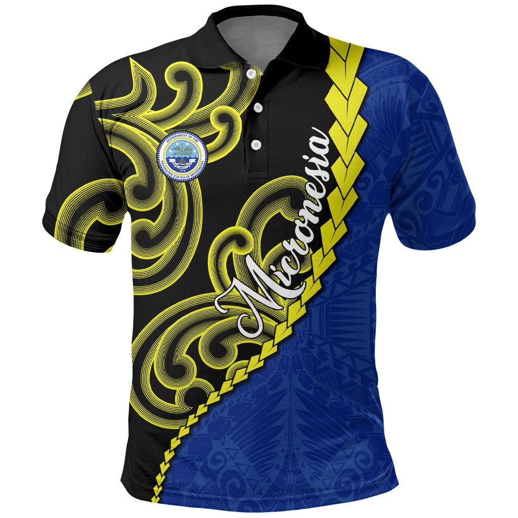 Federated States Of Micronesia FSM Polo Shirt Pacific Islander Tribal Swirl Geometric Pattern
