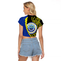 Federated States Of Micronesia FSM Raglan Cropped T Shirt Pacific Islander Tribal Swirl Geometric Pattern TS04 - Polynesian Pride