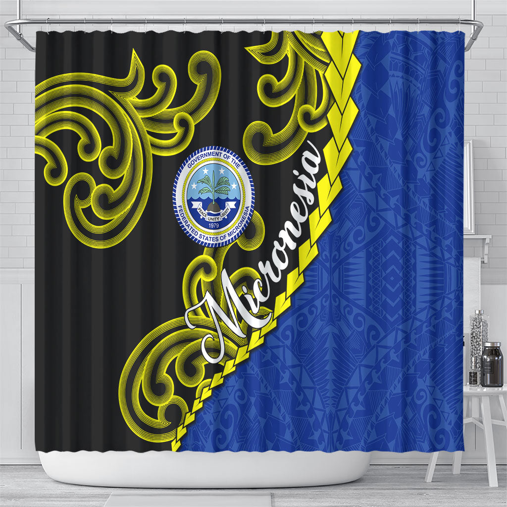 Federated States Of Micronesia FSM Shower Curtain Pacific Islander Tribal Swirl Geometric Pattern TS04 - Polynesian Pride